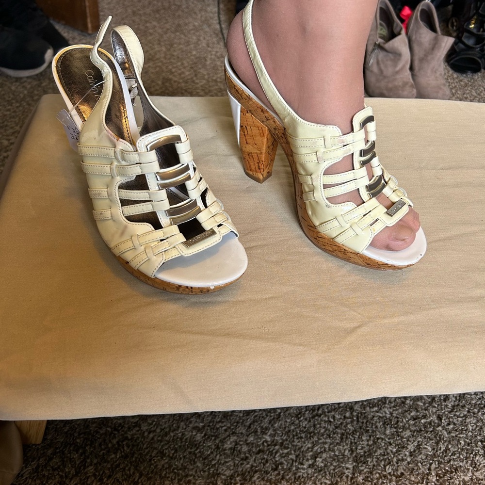Women's Cream Heeled Sandals
